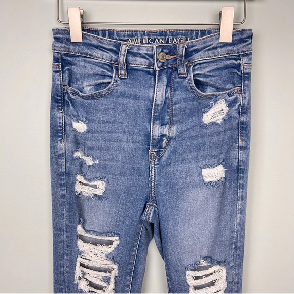 American Eagle Highest Rise Jegging Distressed Size 4 Long - Picture 3 of 8